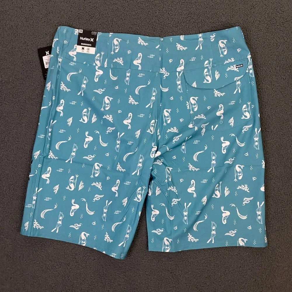 Hurley Deep Sea AOP Swim Board Short Mens 38 Blue Seadoo 9.5